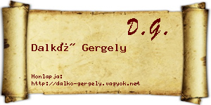 Dalkó Gergely névjegykártya